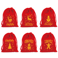 Sac cadeau de Noël en velours rouge avec cordon de serrage, sacs d'emballage pour bonbons, sacs d'emballage pour biscuits, sac cadeau du Père Noël, sac décoratif pomme