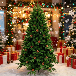 Décorations <span class=keywords><strong>de</strong></span> Noël d'extérieur <span class=keywords><strong>de</strong></span> grande taille en PE <span class=keywords><strong>de</strong></span> haute qualité, avec feuillage mixte, arbres à charnières, décorations <span class=keywords><strong>de</strong></span> cône <span class=keywords><strong>de</strong></span> pin et palmiers artificiels - Product Image 1