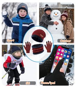 <span class=keywords><strong>Ensemble</strong></span> hiver 3 pièces pour enfants : <span class=keywords><strong>bonnet</strong></span>, écharpe et <span class=keywords><strong>gants</strong></span> tactiles, uni, chaud, épais, avec protection du <span class=keywords><strong>cou</strong></span>, pour activités <span class=keywords><strong>de</strong></span> plein air - Product Image 6