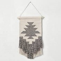 Tapisserie murale en macramé tissée à la main en laine et coton, ornement à pompons, style bohème marocain, décoration intérieure, art DIY