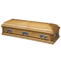 Ataúd de Madera de Álamo Sólido Estilo Americano de Alta Calidad y Precios al por Mayor 8822, Suministros Funerarios para Entierro, Ataúd para Adultos