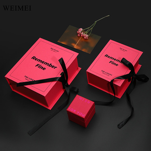 Custom Pink Magnetic Foldable Rigid <b>Gift</b> <b>Box</b> with Ribbon Personalized <b>Cardboard</b> Clothing Packaging <b>Box</b> - Product Image 3