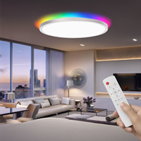 Plafonnier LED multifonction 24W ultra-fin rond blanc à gradation progressive 3000-6500K avec rétroéclairage RGB pour une ambiance lumineuse à la maison