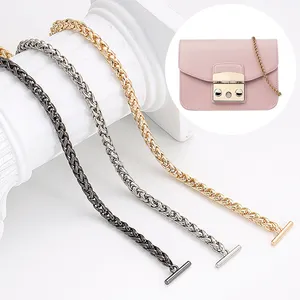 Hoge Kwaliteit Hot-Selling Ketting Link Hond Luxe Gesp Mode Mannen Vrouwen Iron Schoudertas Handgrepen Band Metalen Handtas keten