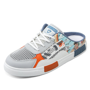 Chaussures décontractées tendance en toile et maille gris graffiti pour homme, style paresseux, à enfiler, pour l'été - Product Image 1