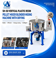 Mélangeur vertical de granulés plastiques SH-50 50KG SS304, mélangeur de couleurs pour granulés, machine à mélanger les granulés, masterbatch de peinture avec séchage à air chaud