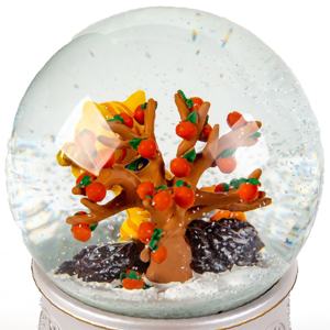 Personalizado 100 mm resina flor Base gato Animal figura árbol modelo Musical globo de nieve agua cristal globo de nieve para regalos de cumpleaños - Product Image 6