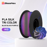 Filament d'impression 3D PLA soie tricolore, extrusion constante, 1KG, pour modèles de présentation, noir, 1.75mm, BlazeNex pour imprimantes 3D FDM