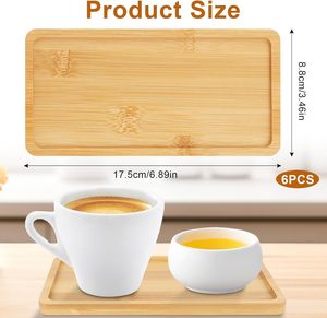 แพ็ค 6 ชิ้น ถาดไม้ไผ่ ถาดสี่เหลี่ยม ขนาดเล็ก ที่รองแก้วไม้ไผ่ ถาดไม้ ถาดไม้ไผ่สำหรับกาแฟ ชา เค้ก โมเสก DIY - Product Image 2