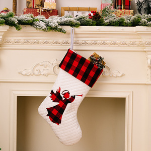 Chaussettes de Noël brodées avec un nom, à carreaux avec un nœud, style campagnard, luxe en coton (couleur comme sur l'image) pour la broderie - Product Image 6