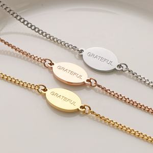 Bracelet chaîne fine en or avec message de gratitude gravé, réglable, bijou significatif, cadeau pour femme - Product Image 4