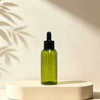 Flacon compte-gouttes PET 100 ml vert, très demandé, pour sérum cosmétique avec pipette, pour emballage d'huiles essentielles et de soins de la peau, personnalisable OEM