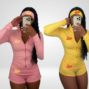 Conjuntos de Yoga para Mujer, Chaqueta con Logotipo Personalizado en Colores Pastel con Pantalones Cortos, Ropa Deportiva para Gimnasio, Fitness, Conjunto Deportivo para Mujer, Ropa de Verano para Mujer - Product Image 1