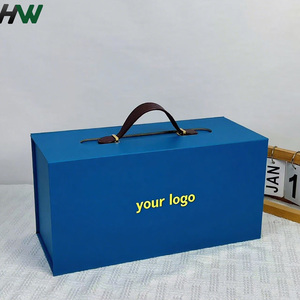 Luxury Collapsible Rigid Wine Gift <b>Box</b> Magnetic <b>Lock</b> & Handle Custom Logo Matt Lamination Embossing UV Coating - Product Image 3
