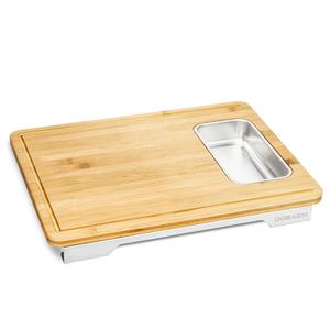 Tabla de cortar de bambú Retro RV grabado bloque de carnicero de madera tabla de cortar de bambú con contenedor de acero inoxidable bandejas deslizantes - Product Image 1