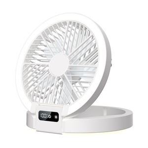 Electric Foldable Mini Desktop Fan Brushless Motor 5-Speed Settings LED Night Light Button Control 1200mAh Battery <b>Car</b> Outdoor - Product Image 1