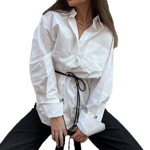 Pretty Steps 2025 Casual Commuting Color sólido <span class=keywords><strong>Camisa</strong></span> <span class=keywords><strong>blanca</strong></span> Tops para mujer - Product Image 1