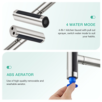 4 Modes de fonction d'eau Robinet de cuisine 2 en 1 avec cascade et distributeur de savon