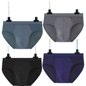 2025 New Men's Mid-Rise Ice Silk Anti-Bacterial <b>Boxer</b> Briefs Quick-Dry Elastic Waistband Underwear Mesh Panel 3D Airflow Waist - Product Image 4