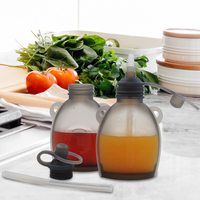 Sac à collation et à jus en silicone sans BPA avec paille imprimé animal vitesse à débit lent pour les aliments pour bébés pour enfants réutilisables en plein air
