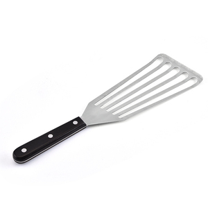 Espátula de acero inoxidable para carne y anguila, con ranuras, para freír, asar y barbacoa, con mango de madera, al por mayor - Product Image 3