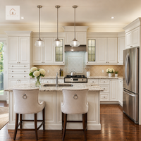 XINGRUO Meubles de cuisine sur mesure de style campagnard français, armoires en contreplaqué, bois pour projet de villa de luxe ou appartement