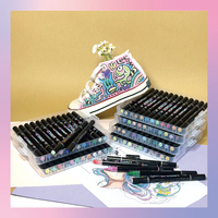 Bestationery – Marqueurs d'art acryliques permanents à double pointe pour graffiti et coloriage, ensemble de marqueurs acryliques à double pointe