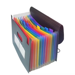 Organizador de archivos de expansión de PP con cubierta negra de 12 bolsillos con bolsillos interiores de arcoíris, organizador de documentos de acordeón para uso en oficina - Product Image 1
