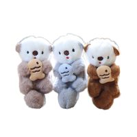 Porte-clés en peluche Otter mignon et moelleux, Otter de mer Kawaii tenant une poisson, poupée en peluche, pendentif de sac doux et fourré, cadeau, vente en gros, personnalisé