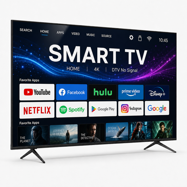 Metal Frameless 55 Inch QLED 4K UHD HDR Android 15 Smart TV WiFi USB Hotel OEM ODM Custom Flat Screen LED Televisions