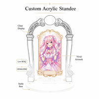 Support en acrylique personnalisé avec cadre en forme d'arche, fille anime, base ronde, figurine en acrylique, cadeau d'anniversaire, impression UV