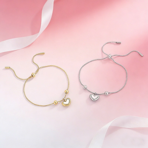 Pulsera de Cuerda Trenzada Delicada Premium con Cuentas, Acero Inoxidable 316L, Adorno de Mano Ajustable con Corazón y Concha - Product Image 1