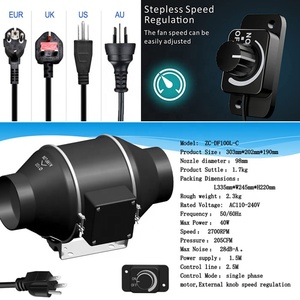 Yên Tĩnh 4 Inch Thông Tư Inline Duct <span class=keywords><strong>Fan</strong></span> Với Núm Điều Chỉnh Tốc Độ Thông Gió Xả Tường Gắn <span class=keywords><strong>Fan</strong></span> Cho Phát Triển Lều Hydroponics - Product Image 2