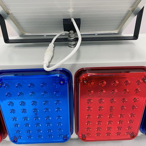 Chuang An Yue Luz de advertencia intermitente LED con energía solar, 4 juegos de luces de 4 lados, rojas y azules, para seguridad en la construcción de carreteras, uso nocturno - Product Image 2