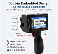 Imprimante jet d'encre portable intelligente pour le codage des boîtes extérieures de cartons, fabrication industrielle en gros