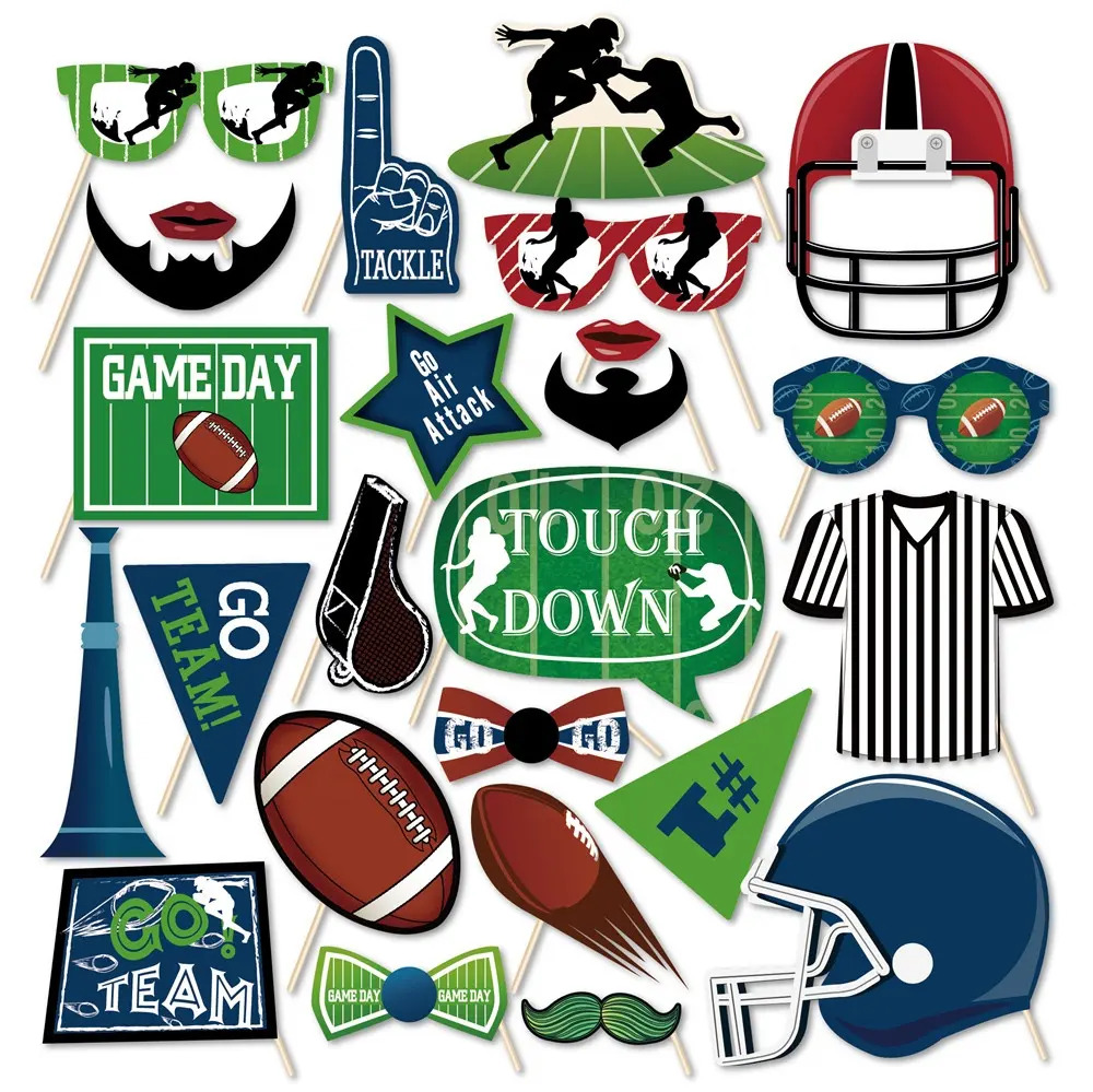 PZ180 Rugby theme party photo booth props Assembled Or DIY Boy birthday party supplies American football party decorations