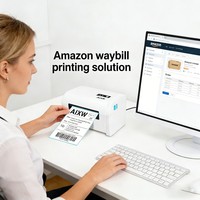 Printer Label Thermal AIXW 110mm 4 Inch Pembuat Label Barcode dengan Stand, Terhubung ke Sistem IOS dan Android, Tersedia