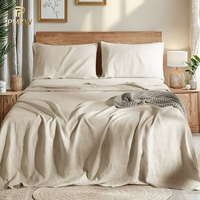 Parure de lit en coton stonewashed 200TC, douce, respirante, couleur unie, draps durables, literie minimaliste pour toutes les saisons