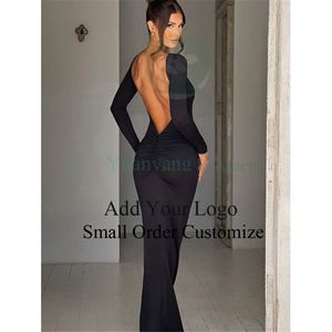 Abito da Festa di Alta Qualità in Raso Elasticizzato <span class=keywords><strong>con</strong></span> <span class=keywords><strong>Spacco</strong></span> Laterale, <span class=keywords><strong>Monospalla</strong></span> e Manica Lunga - Product Image 2