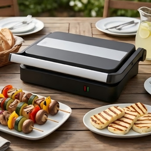 Prensa para Panini Eléctrica Multifuncional de Doble Voltaje, Antiadherente, para Asar Bistecs y Sándwiches, Uso Doméstico, Comercial y al Aire Libre - Product Image 6
