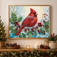 Kit de Bricolage de Luxe pour Décorations de Noël, Peinture Diamant 5D Perle Oiseau Rouge, Artisanat DIY, Vente en Gros Directe Usine, Livraison Directe Disponible