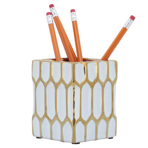 Organizador de escritorio rectangular de cerámica con cajones para almacenamiento en la oficina y decoración del escritorio - Product Image 4