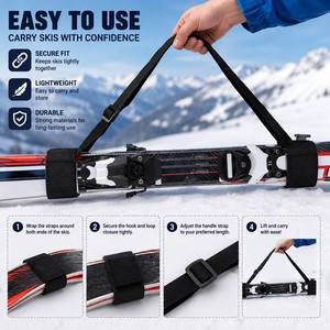 Cinghia Regolabile Personalizzata per Trasporto Sci e Snowboard con Gancio e Anello per Borse da Sci - Product Image 3