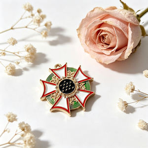 Classic Ins Vintage Zinc Alloy Badge Pendants Multi Shape Star Eagle Cross Medal Charms for DIY Jewelry Hoodie and Metal <b>Label</b> - Product Image 5