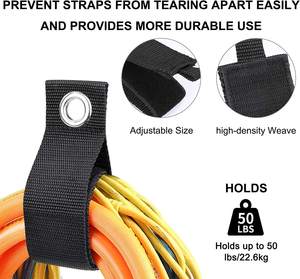 8パックヘビーデューティPVC大型13インチ延長コード収納延長可能ケーブルタイストラップループハンガーオーガナイザー - Product Image 2