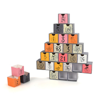 Boîte cosmétique réutilisable faite à la main avec compte à rebours de 24 jours Emballage de boîte-cadeau de calendrier de l'avent de Noël
