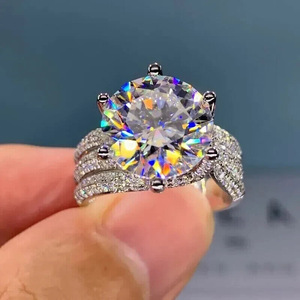 Copper European American-style Solitaire Lab Created Zircon Pave-set Trendy Wedding Engagement <b>Ring</b> for Women Popular Geometric - Product Image 3