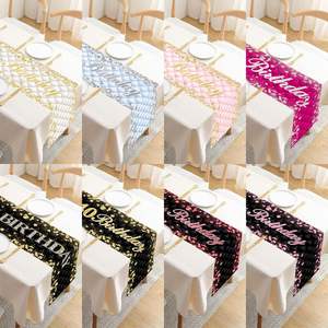 <span class=keywords><strong>Joyeux</strong></span> <span class=keywords><strong>anniversaire</strong></span> décoratif Polyester impression chemins de <span class=keywords><strong>Table</strong></span> 40e <span class=keywords><strong>anniversaire</strong></span> fête <span class=keywords><strong>Table</strong></span> décorations tissu nappe pour la décoration intérieure - Product Image 1