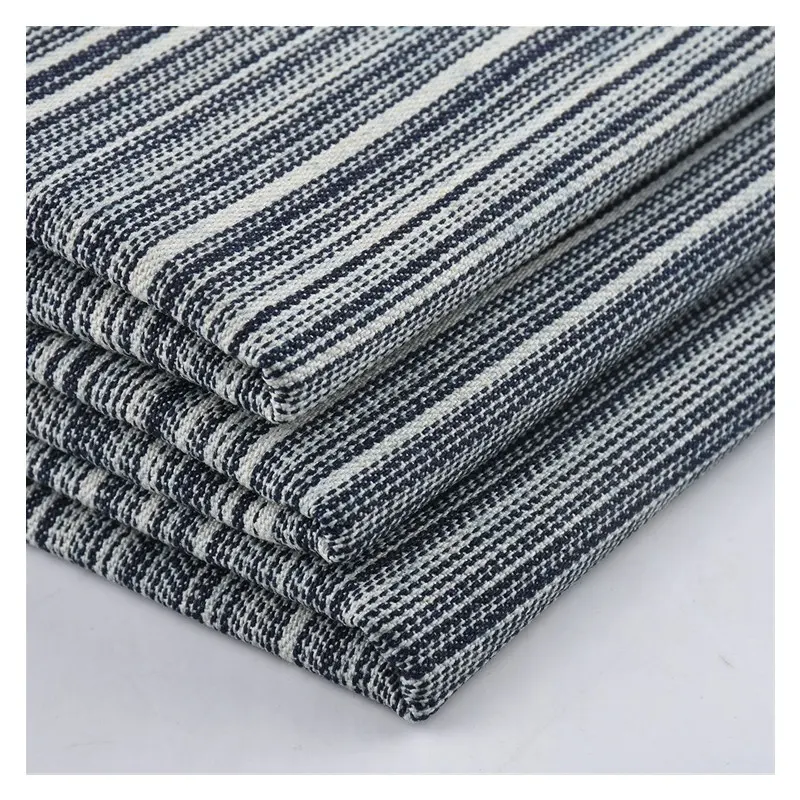 Jacquard Denim sọc vải với sọc trắng