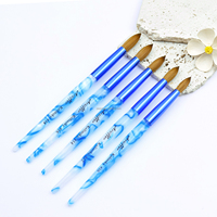 Nouveau design 2026 – Pinceau à ongles en acrylique personnalisé, 100 % poils de Kolinsky, manche bleu en acrylique, forme ovale – Usage professionnel, logo personnalisé